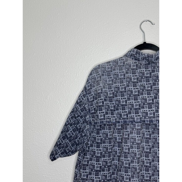 Vintage GRAMICCI Made USA XL Blue Vented Nylon SS Light Weight Button Up *FLAW* - Picture 12 of 16